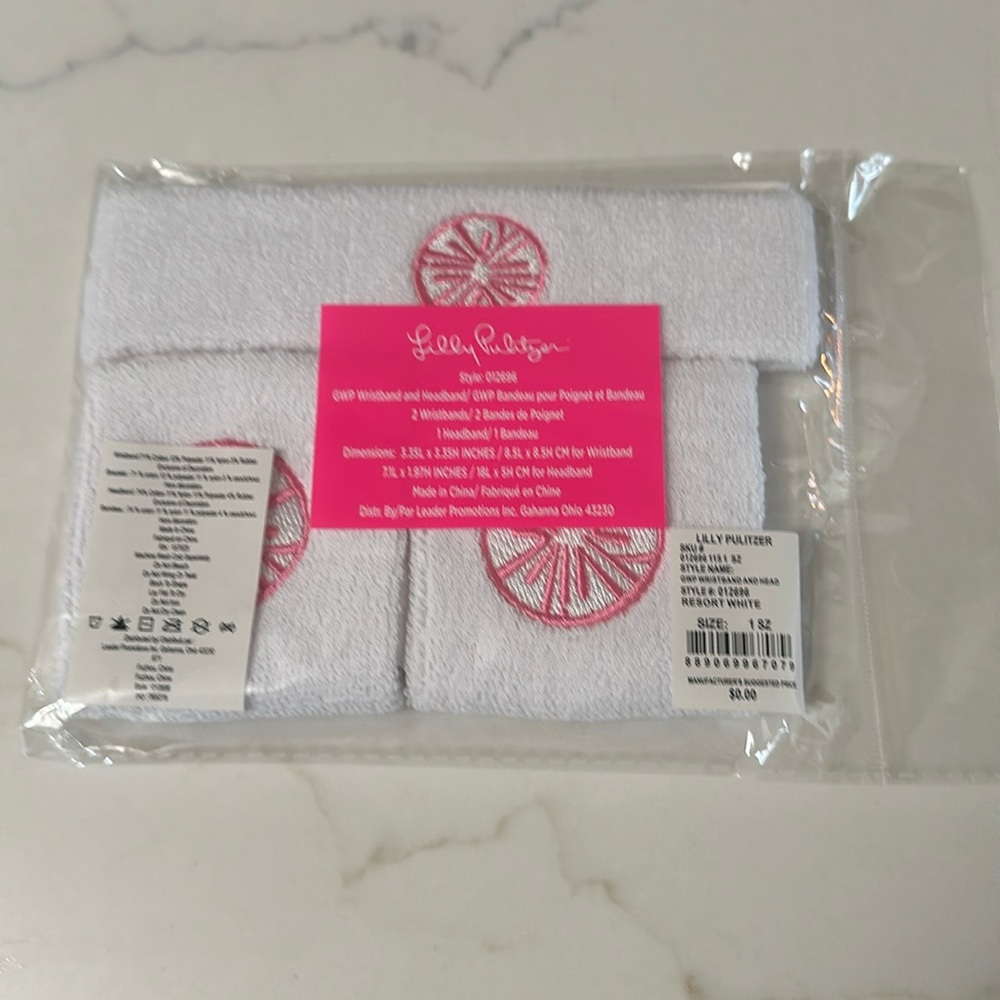 LILLY PULITZER HEADBAND WRISTBAND SWEATBAND SET BRAND NEW IN PACKAGE
